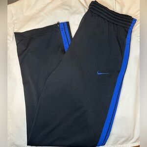 Nike Dri-FIT Basketball Warm Up Pants Men’s Large Black Blue Stripe Zip Ankle
